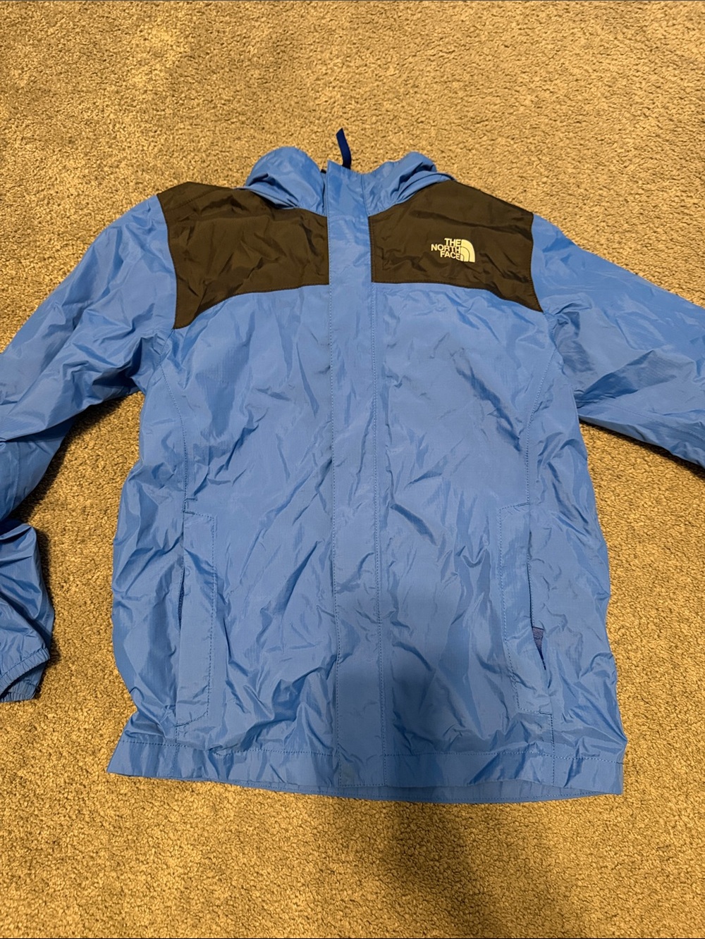 The North Face Blue and Black Kids’ Rain Jacket with Hood